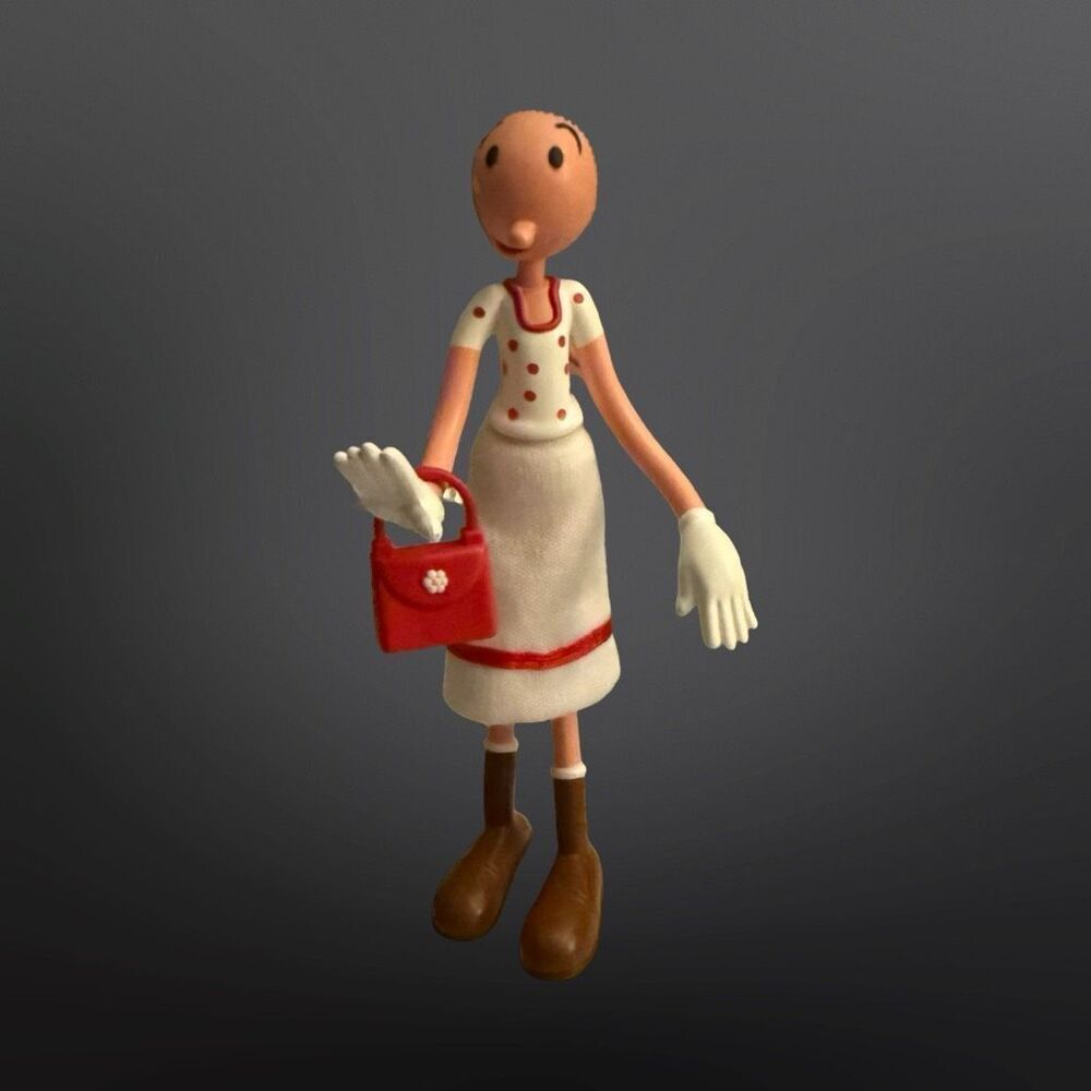 2002 Mezco OLIVE OYL White Dress Red Polka Dots & Red Purse Bendy Figure A7